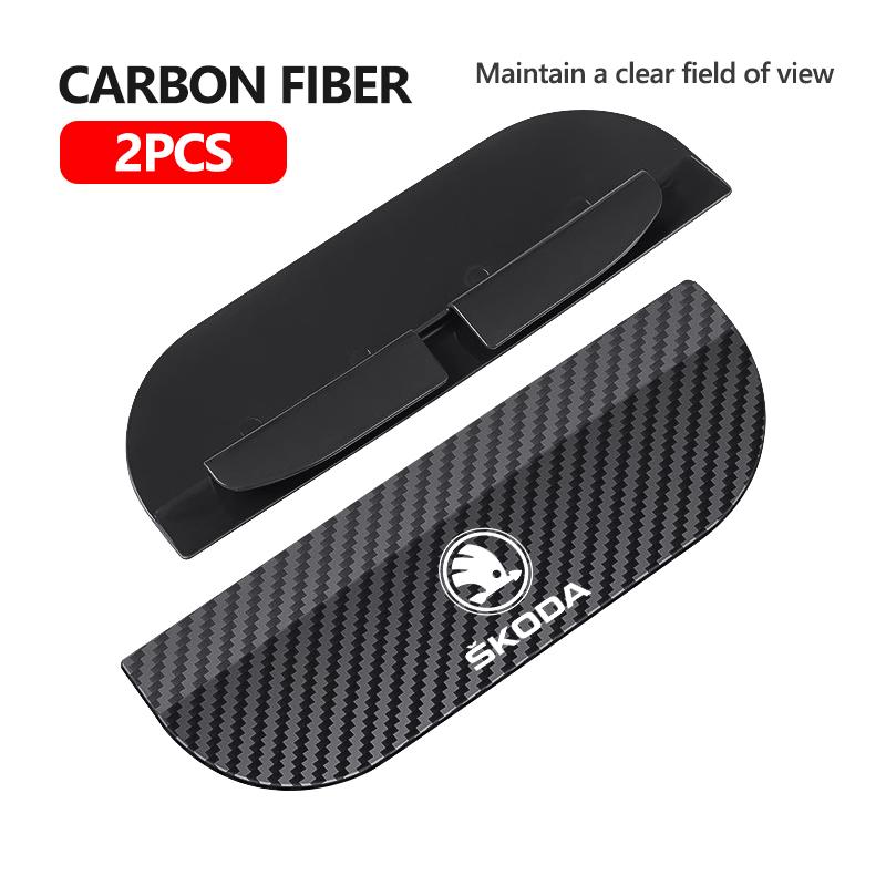 Detachable Car Rearview Mirror Rain Eyebrow Carbon Fiber Sun Visor For Skoda Fabia 1 2 Octavia a7 RS Superb Rapid Yeti Karoq VE6
