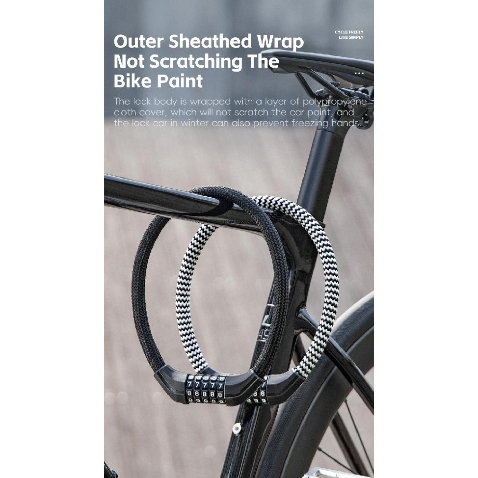 WEST BIKING Multicolor Bicycle Cable Lock Portable Anti-Theft Wire Lock Kid Students 5-Digit Password MTB Road Bike Cycling Lock