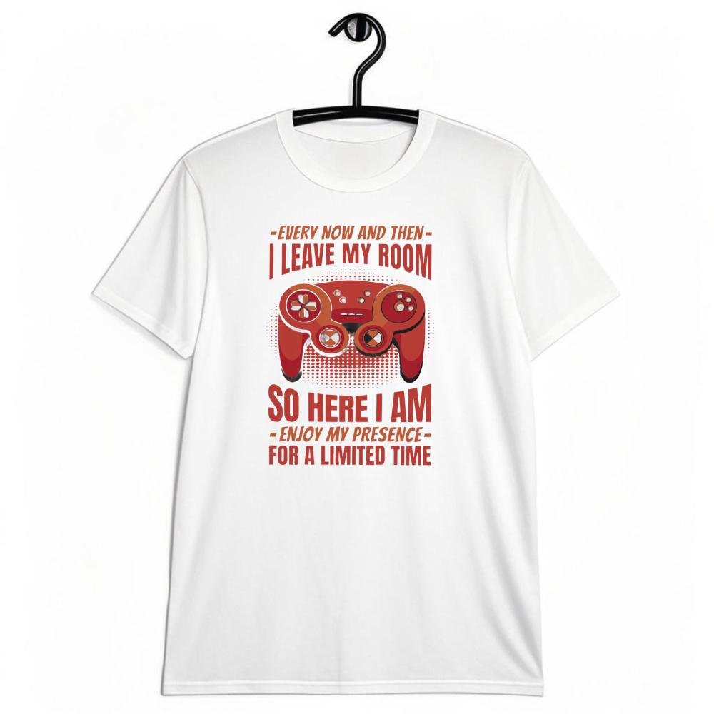 I Leave My Room Funny Gamer Quote Graphic Tshirt Humorous Introvert Gamer Print Short Sleeve Unisex Summer Daily Life Cotton Tops