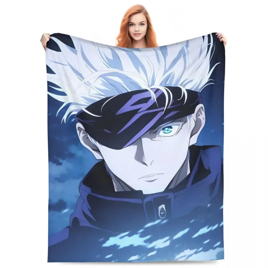 Вязаный плед Годжо Сатору Аниме Магическая битва Фланелевый плед Летний кондиционер Персонализированные Мягкие Теплые Покрывала