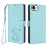 For iPhone 16e Wallet Case with Wrist Strap Love Cat Pattern Imprint Leather Phone Cover