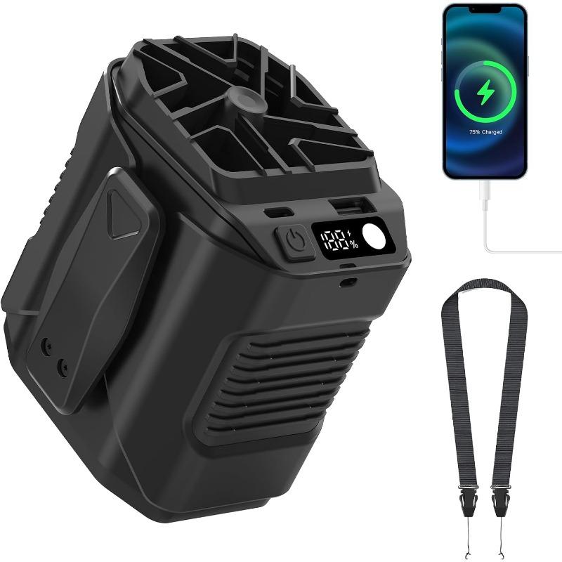 Портативный поясной вентилятор 10000 мАч с функцией Power Bank, светодиодной подсветкой, шейный вентилятор с 5 скоростями, мощным воздушным потоком, охлаждающий вентилятор для работы на открытом воздухе