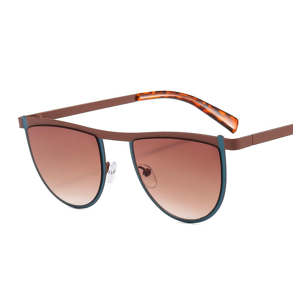 3378 New Arrival Personality Fashion Versatile Half Frame Geometric Women Men Shades Vintage Sunglasses