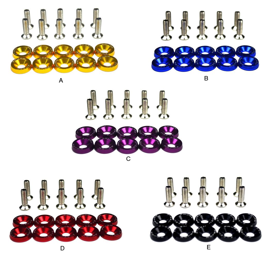 10pcs For M6 JDM Car Bumper Engine Concave Screws Modified Hex Fasteners Fender Washer Auto Part Accessories