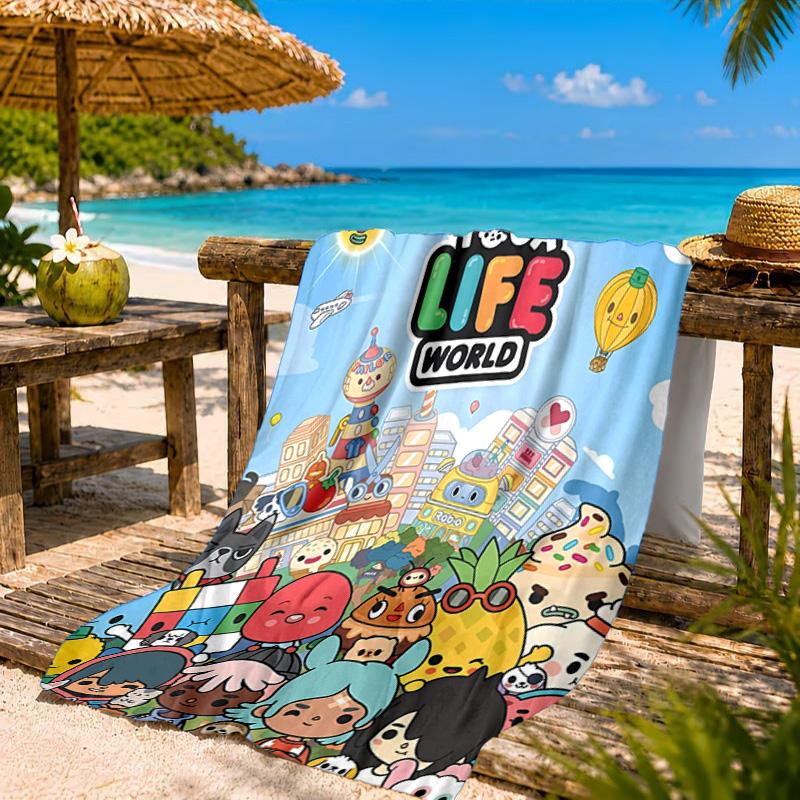 Vibrant World Of Toca Life Beach Towel, Quick-drying, Easy to Care for, Suitable for Both Fitness and Beach Vacations,Sports Essential