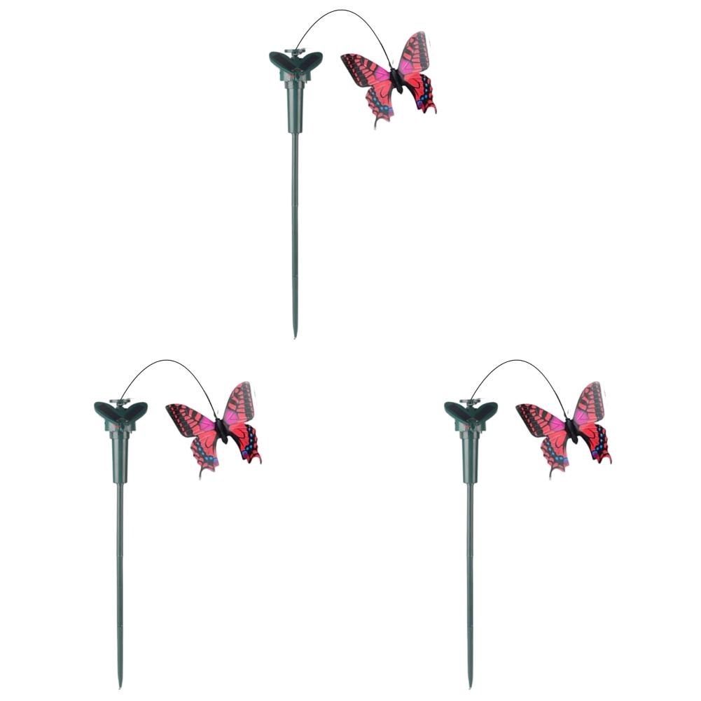 5-1PC Solar Powered Flying Wobble Solar Garden Dancing Ornament Cute Animal Butterfly Bird Garden Stake Outside Ornament Decor