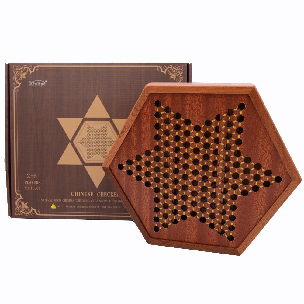 Шашки Стеклянные Шарики Деревянная Настольная Игра с Портативным Хранилищем-Ящиком.