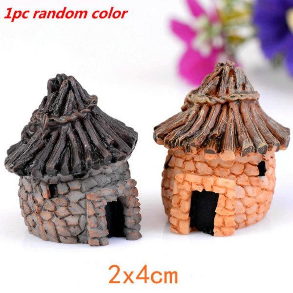 Cute Village House Miniature Garden Mini Bridge Stairs Craft Figurine Plant Pot Garden Ornament Miniature Fairy Garden Supplies