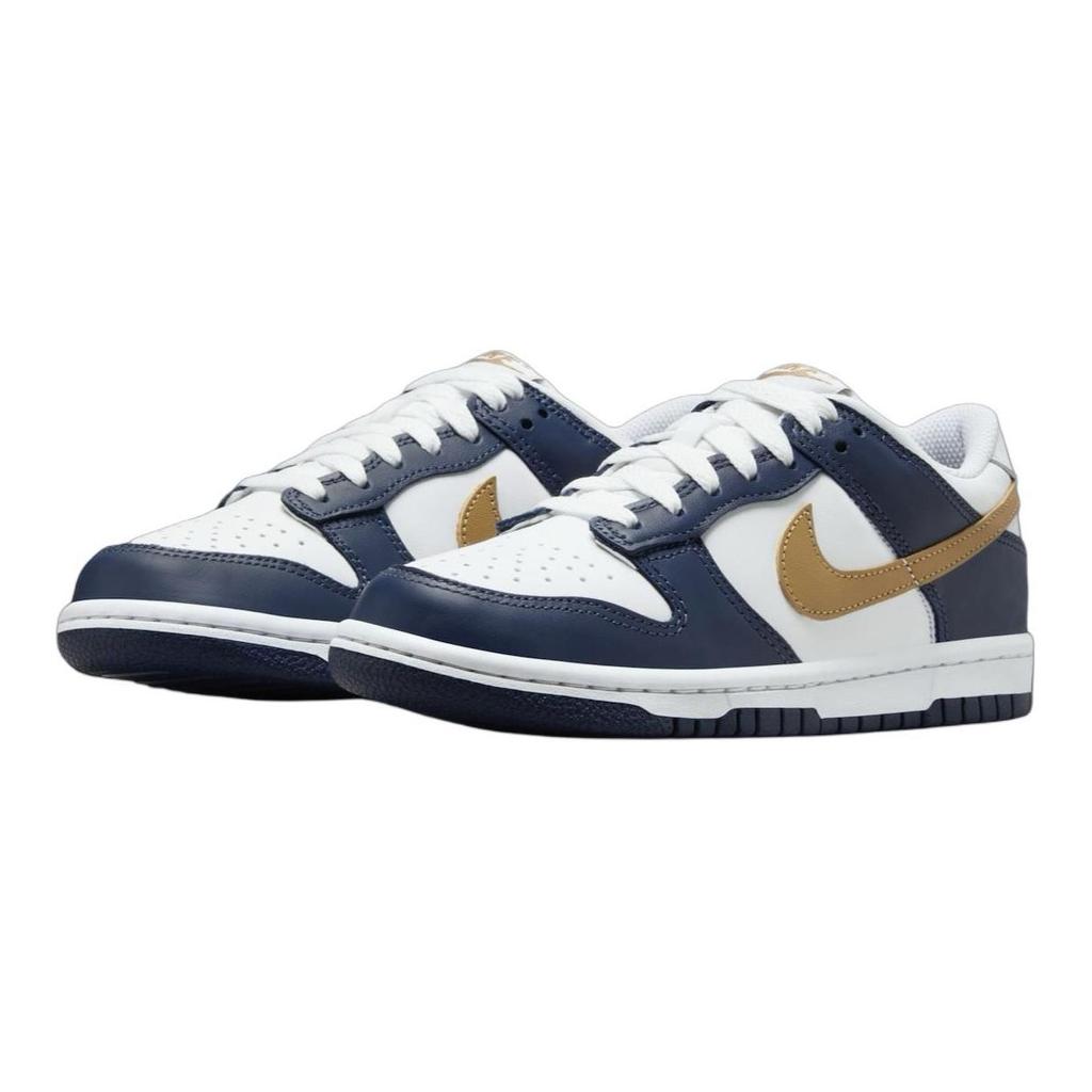 Nike Dunk Low GS Midnight Navy Wheat Kids Sneakers Blue White FB9109-111