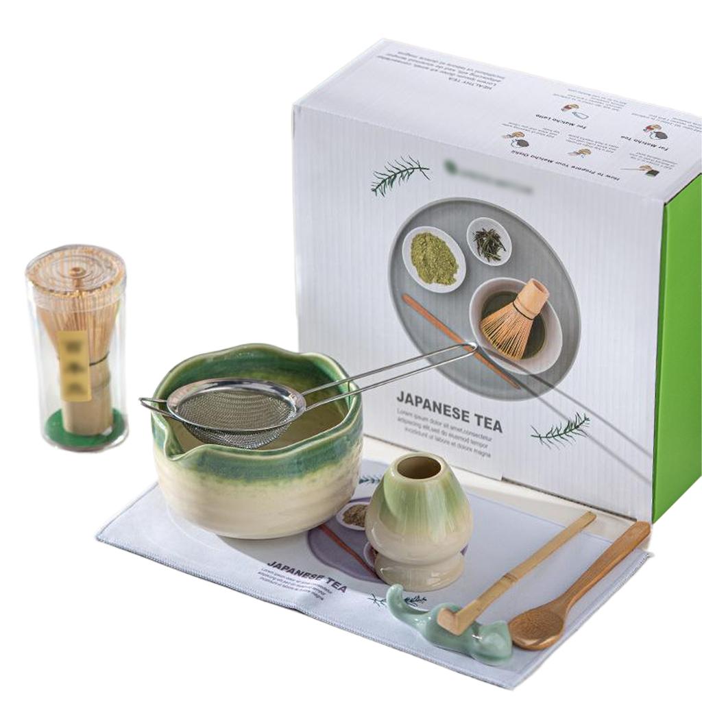 2025 Новый набор Petal Matcha 8 предметов Глазурованный набор для матча с чашей для матча, венчиком, инструментами с носиком, ручной работы, для церемонии, роскошная подарочная коробка