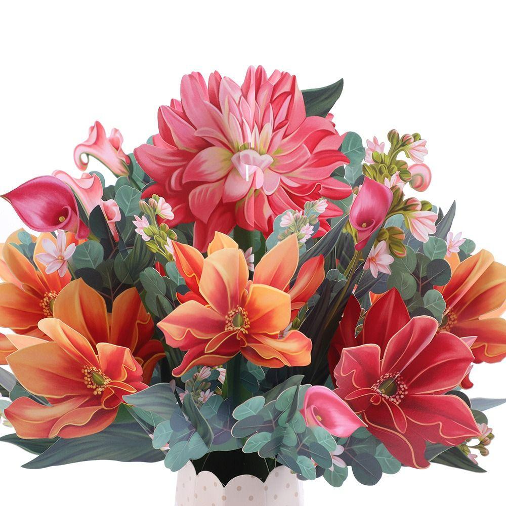 Вырезанный цветок 3D всплывающая поздравительная открытка с пожеланиями и благодарностью на день рождения