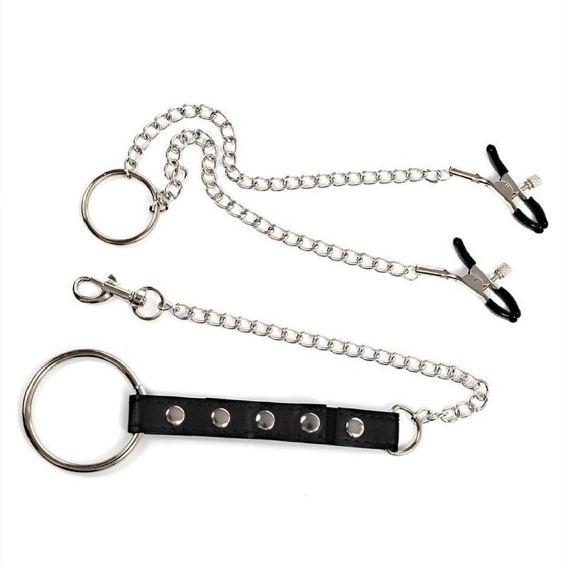 textureMetal Chain Nipple Clamps for Couples Adjustable Breast Clip Bondage Accessories for Sensual Bedroom Foreplay