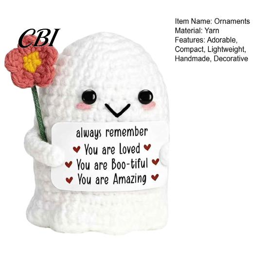 Yarn Ghost for Desk Handmade Crochet Ornaments, Cute Decor, Holiday Stuffers Halloween Crocheted Decor Christmas, Anniversary Love Birthday
