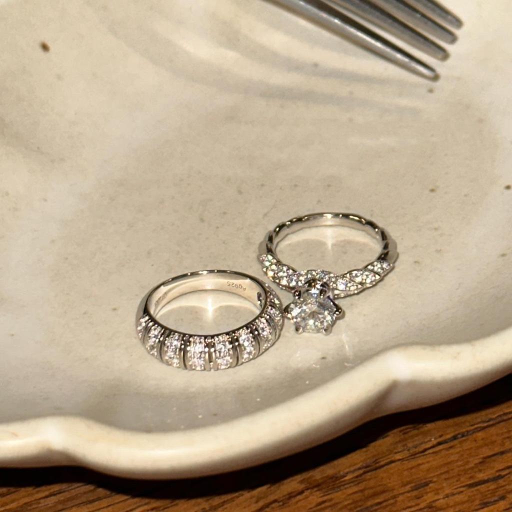 Vintage Medium And Ancient Style Full Of Diamonds, Arc Row Diamond Rings, Stacked Wearing Exquisite Versatile Light Luxury Niche High-End Design Sense