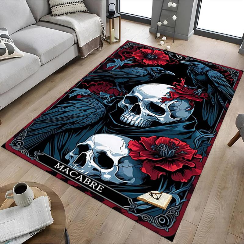 1pc Skull Raven Carpet Anti Slip Polyester Floor Mat for office.Bedroom