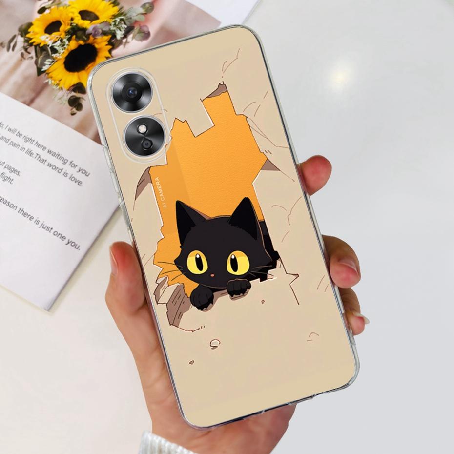 Красивый чехол с принтом для OPPO A17 (CPH2477) Мягкая силиконовая ТПУ задняя крышка для чехлов телефона Oppo A17 A 17 4G