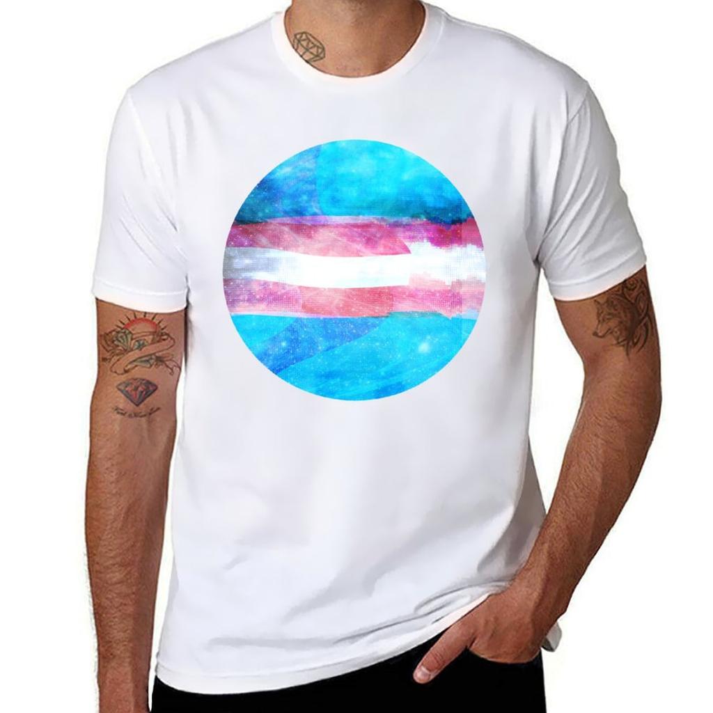 Glitch Trans Pride Flag Tshirt Graphic Print Short Sleeve Tshirt
