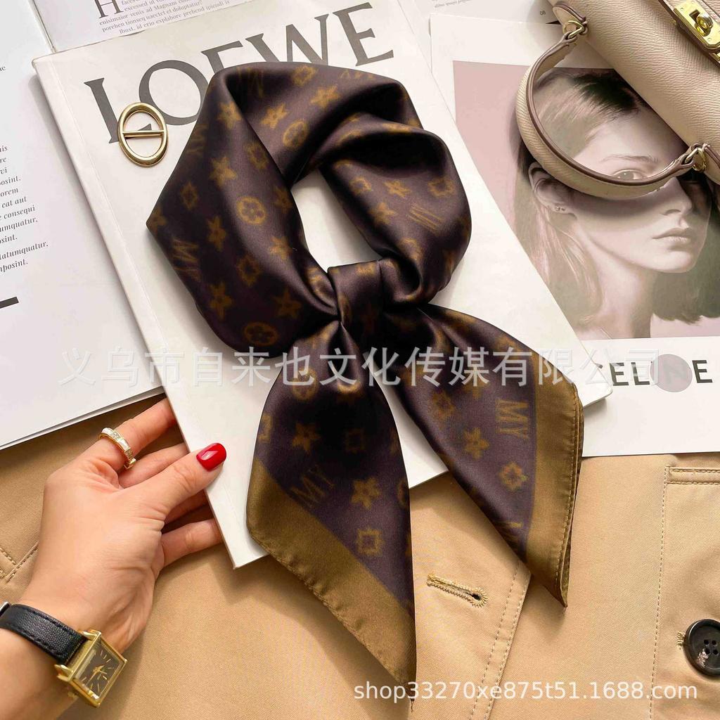 Versatile fashion floral 71 imitation silk square scarf scarf high-end polka dot neck silk scarf rhombus spring