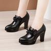 Deep Mouth Pointed Toe Leather Shoes Women Pumps 2025Spring Autumn Black High Heels Office Shoes Ankle Boot Plus Size 32-43