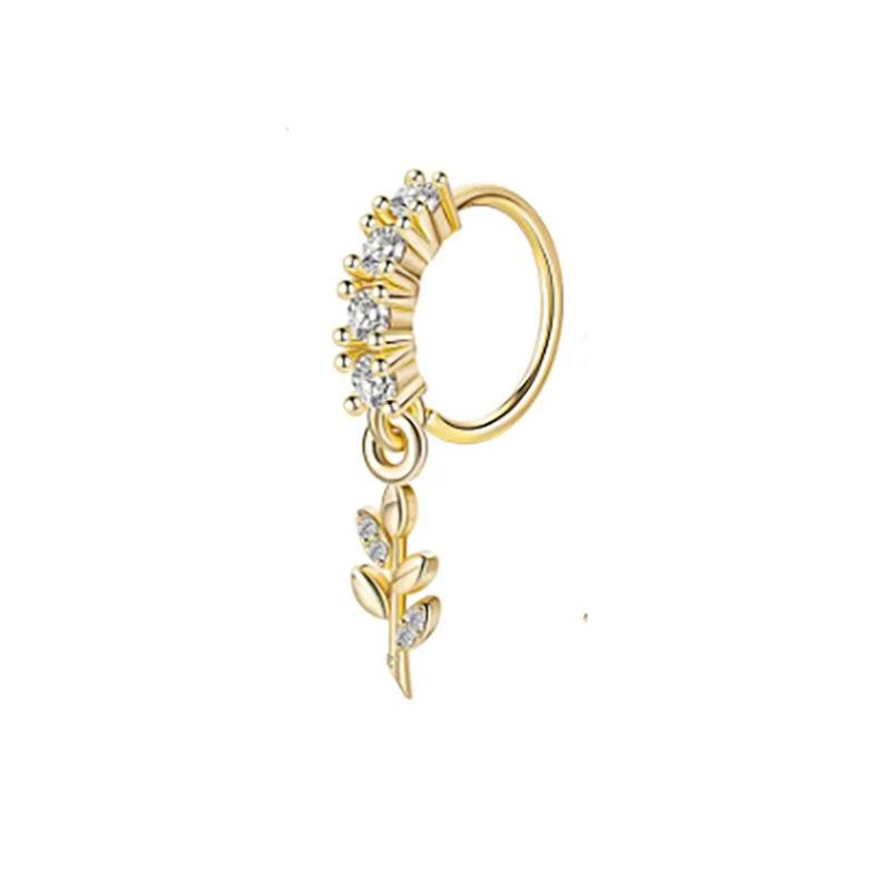 Lady's pierced ear piercing, Zircon cross nose stud, butterfly nose ring piercing, nose jewelry