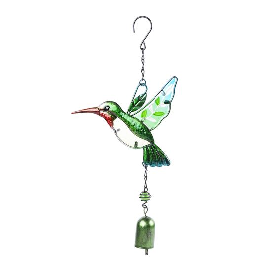 Stained Glass Wind Chime for Outside Handmade Dragonfly Hummingbird Metal Windchime for Outdoor Indoor Home Garden Patio Yard Window Decoration