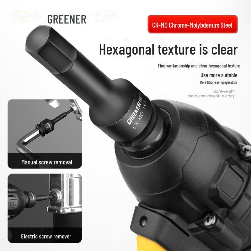 Набор шестигранных торцевых головок для пневматического гаечного ключа Green Forest 1/2"