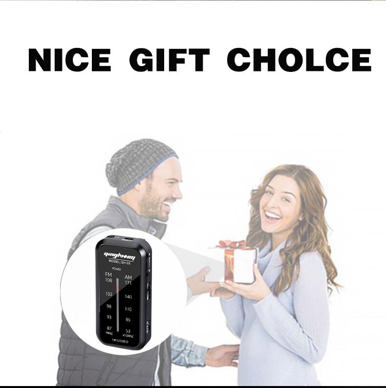 Mini AM/FM Radio Hand Stereo Portable Music Player AAA Batteries With Headphones