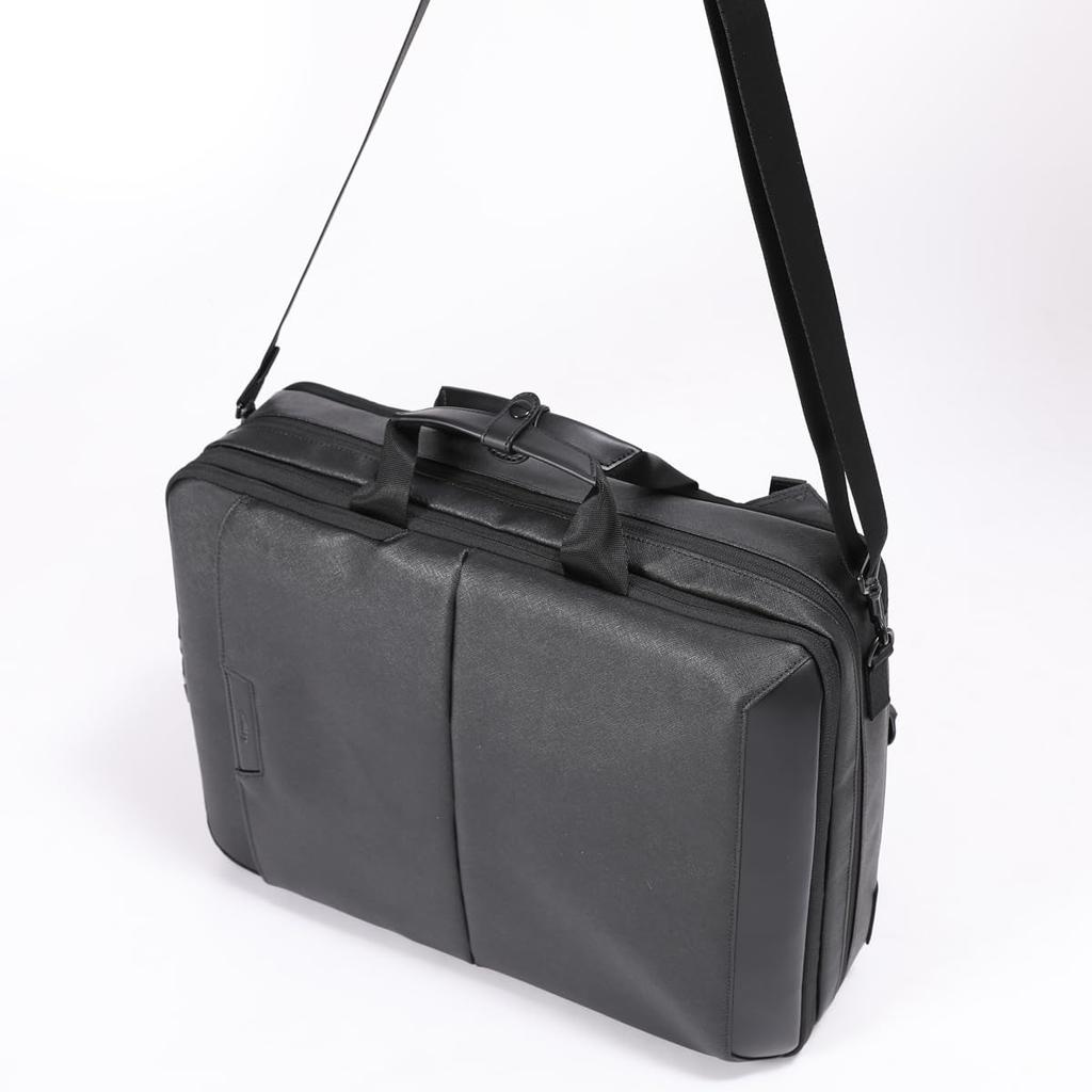 Business Backpack DULITE FLEX 3WAY Backpack 6cm Extension Saffiano Pattern Black 60648 Saffiano Black One Size [Vermouth]