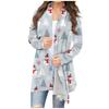 Women's Fashion Casual Christmas Print Medium Length Cardigan Jacket Coat