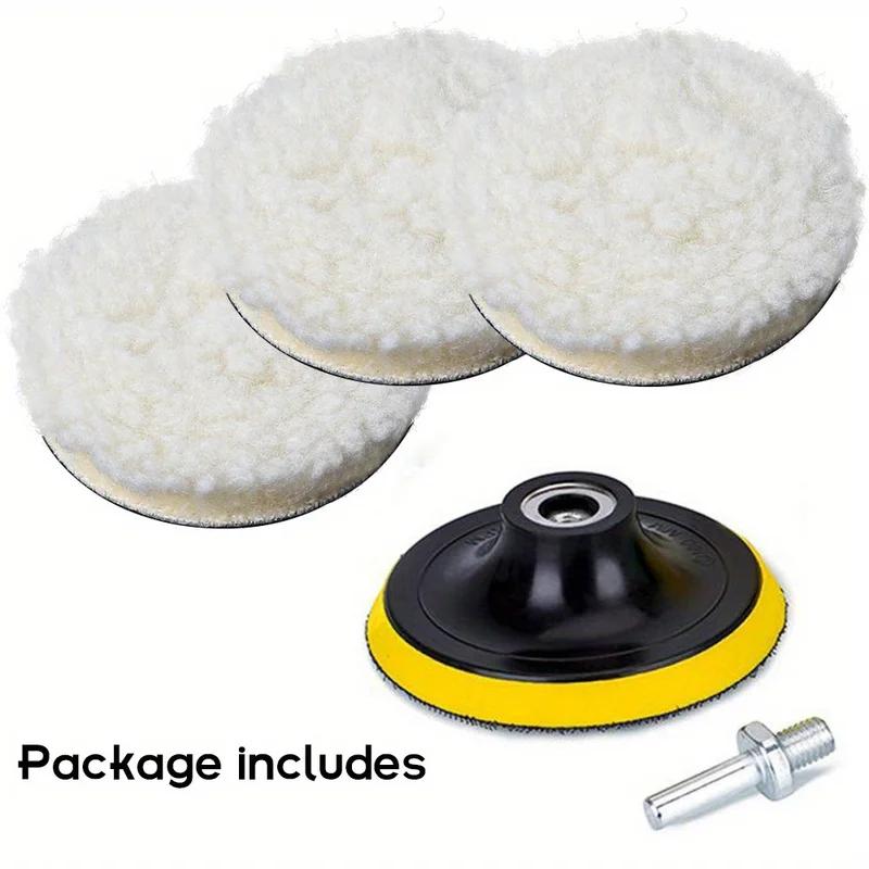 5 шт. 7/6/5/4/3 дюйма Полировальный круг для вощения и полировки автомобиля, Набор для полировки автомобиля с разъемом для дрели M10/M14, Уход за лакокрасочным покрытием автомобиля