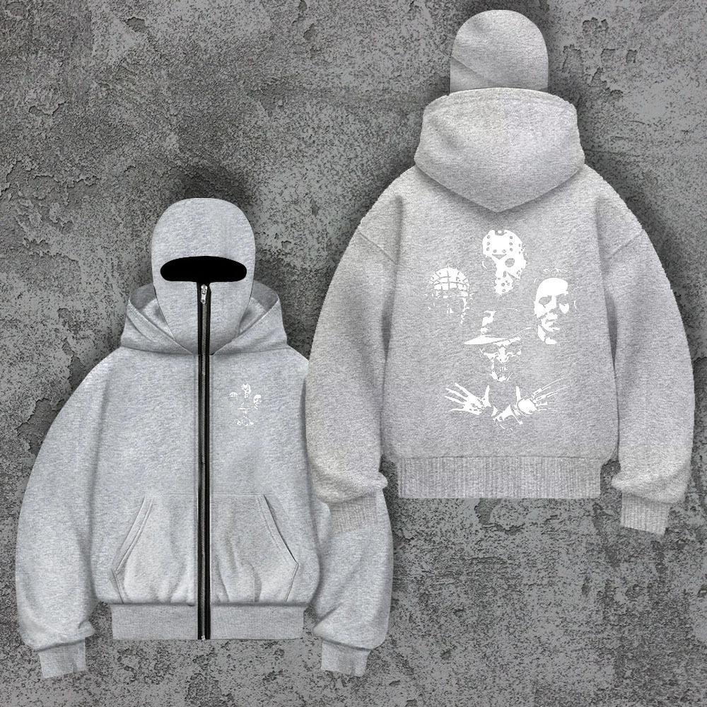 Трендовый бренд Бархатный двойной капюшон Уникальный дизайн Толстовка с капюшоном для осени и зимы, Новая унисекс свободная толстовка Y2K