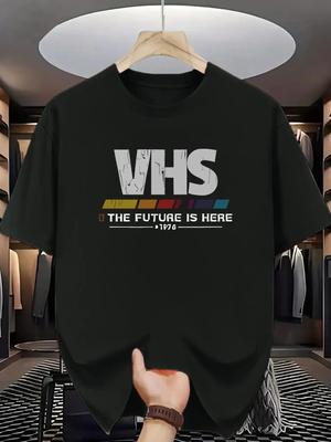 Мужская винтажная футболка с графическим принтом VHS - Будущее уже здесь, дизайн из фильма 1980-х