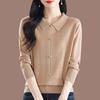 Long Sleeve Shirt Women's Loose Autumn Clothing Thin Top Lapel Knitted Bottom Shirt