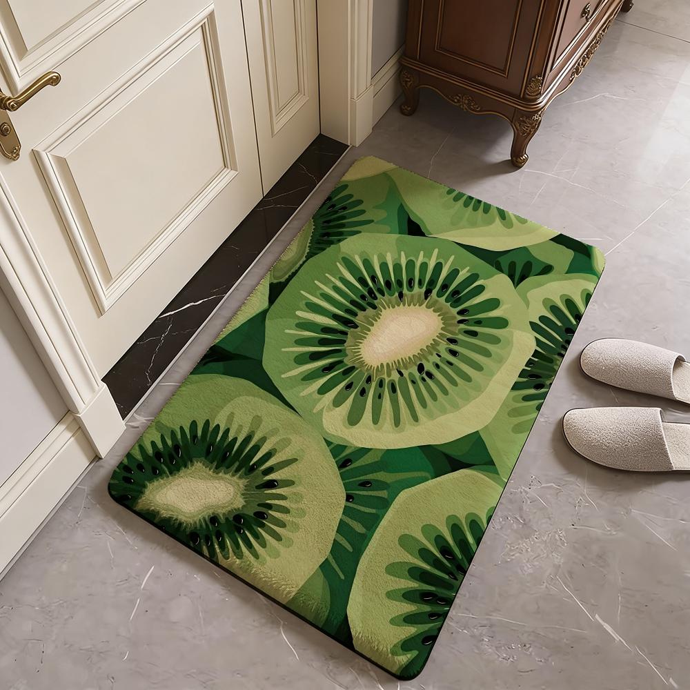 Summer Cartoon Fruit Colorful Floor Mat Washable Absorbent Flannel Door Mat Non-Slip Indoor Floor Carpet