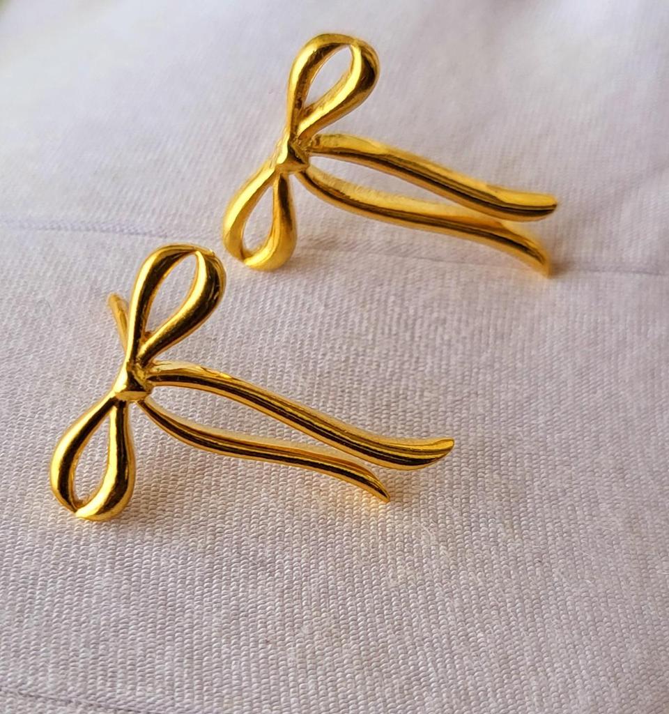 Серьги-ювелирные изделия с натуральным бантом из стерлингового серебра 925 пробы с золотым покрытием, подарок для нее A 69