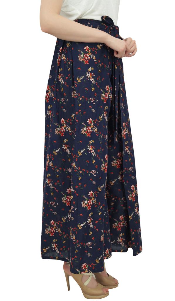 Phagun Женские хлопковые кюлоты, дизайнерские синие брюки-палаццо с эластичной талией-L