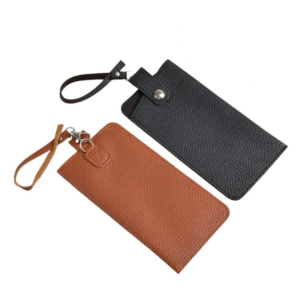 PU Leather Sunglasses Storage Bag Solid Color with Lanyard Sunglasses Pouch Durable Portable Hanging Sunglasses