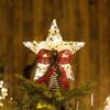 Christmas Tree Topper Star Warm White Holiday Light LED Lighted Star Topper Easy Installation Xmas Decoration for Indoor Trees