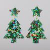 New Glitter Acrylic Christmas Tree Drop Earrings for Women Trendy Colorful Star Plant Statement Earring Xmas Party Jewelry Gifts
