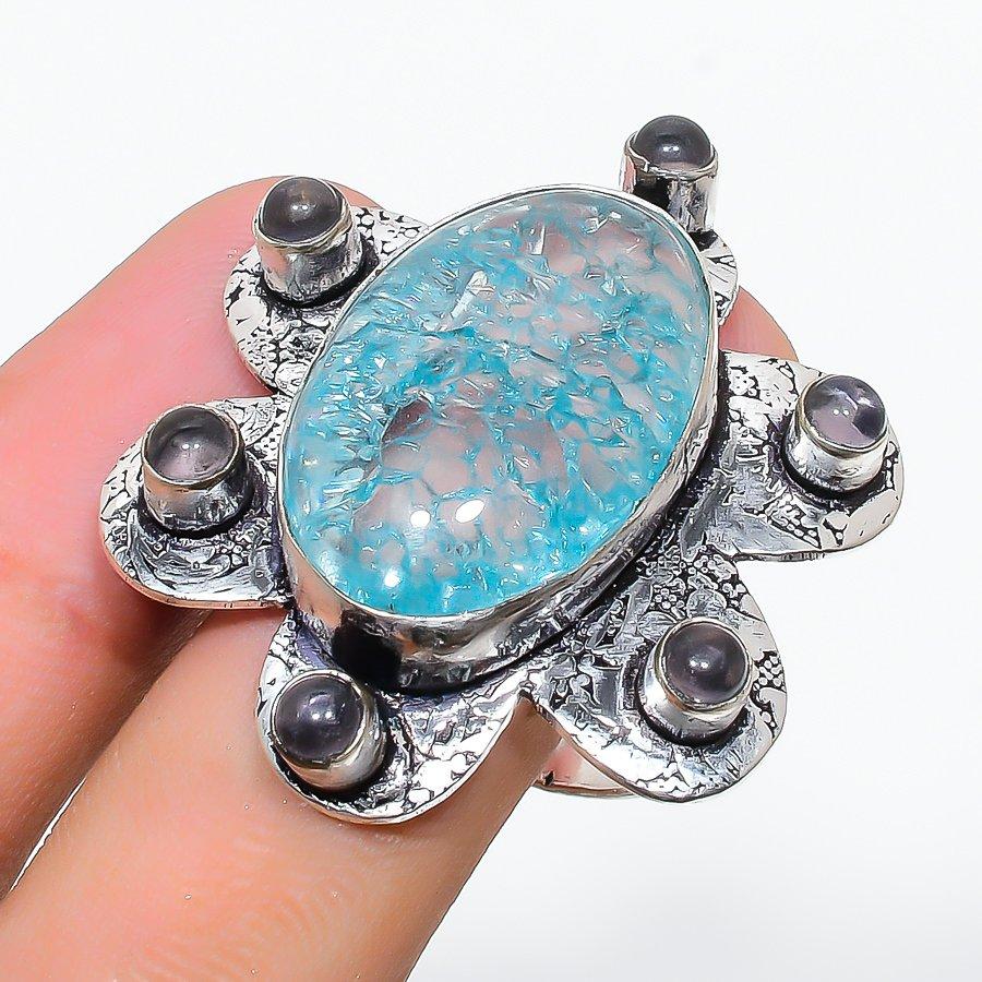 Трещина кристалл, александрит драгоценный камень 925 стерлингового серебра ювелирное кольцо размер 10 R9l10