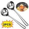 2/1Pcs Stainless Steel Spoon Thicken Long Handle Soup Spoons For Pot Scoops Colander Home Kitchen Tableware Cooking Utensils