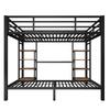 Bunk Bed, 90 x 200 cm, 140 x 200 cm, Metal Bed Frame, Storage, Supports USB, Type-C and Round Sockets, LED Lighting, Without Mattress, Black
