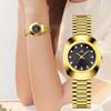 Унисекс кварцевые часы для пары новые женские овальные часы кварцевый механизм бренд роскошные водные бриллианты золото повседневное платье банкет мужские кварцевые часы