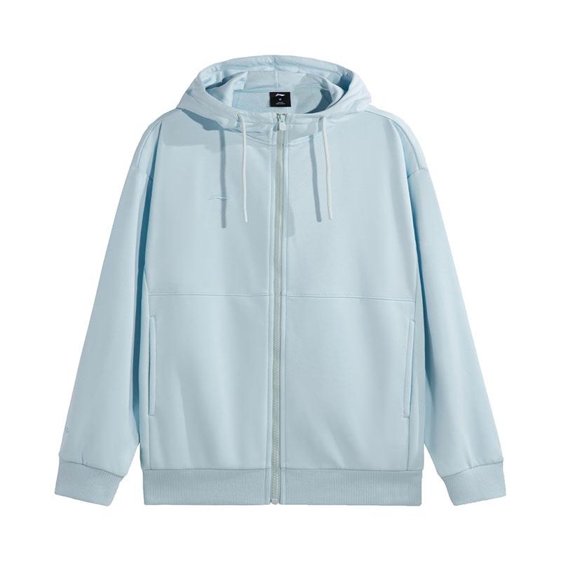 Li Ning Sweatshirts Women's Light Belly Blue Crew Neck Moderate Cardigan AWDVH98-3