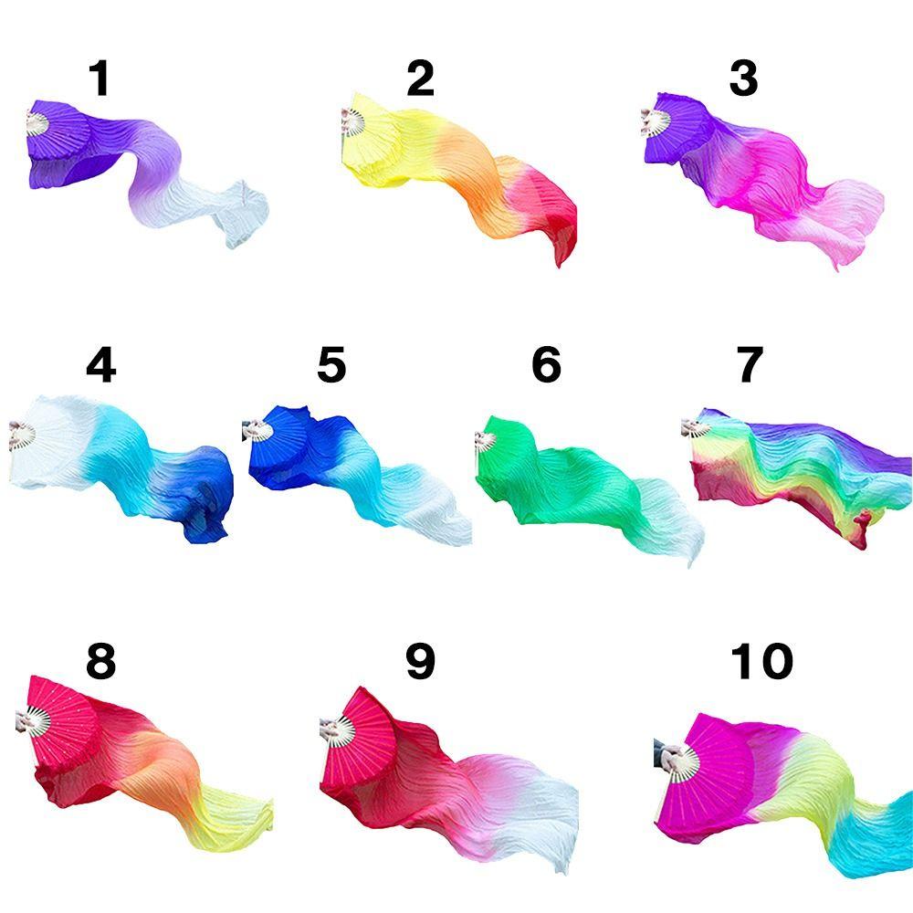 150см Танцевальные Практические Градиентные Цветные Длинные Шелковые Веера Шелковые Веера Танец Живота Веер из Вискозного Шелка