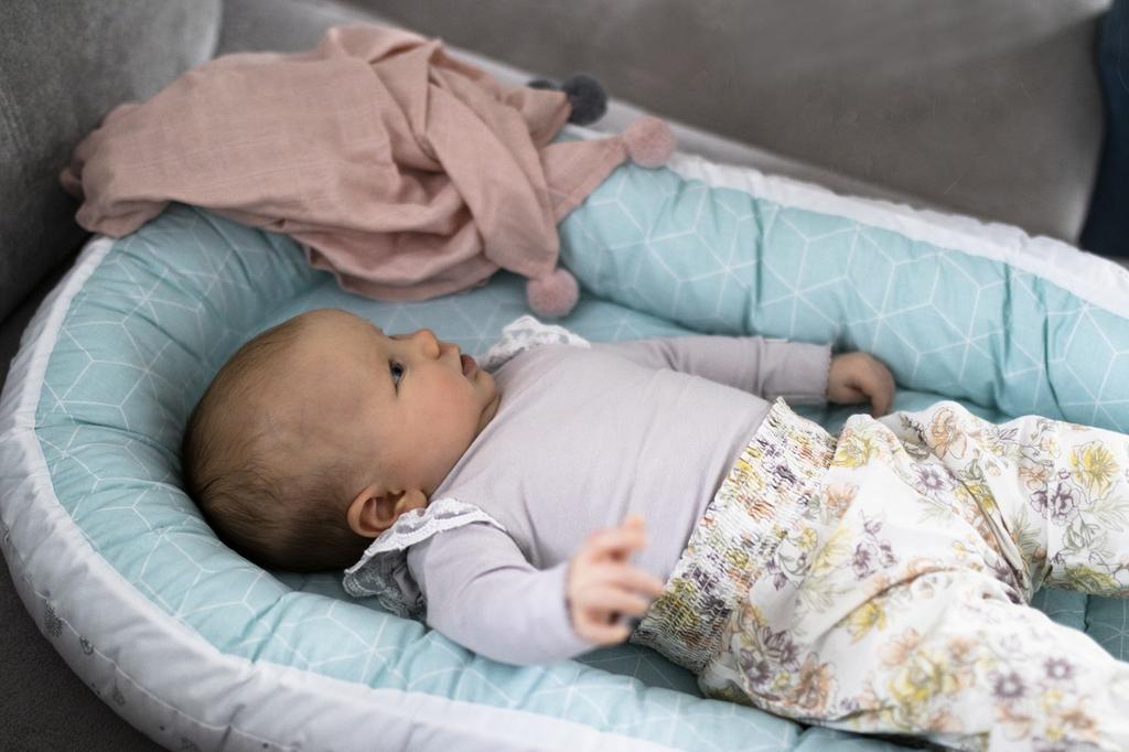 Bellochi Baby Nest Pod Baby Sleep Pod for Newborn - 100% Cotton - 90x60x12cm - with Protective Edges CuMint