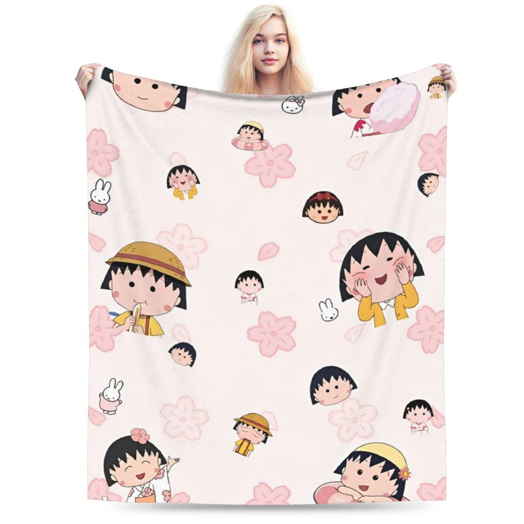 Comfortable chibi maruko chan Japan Anime Blanket Accessories Bedding Decorative Throw Blanket Warm Velvet for Travel