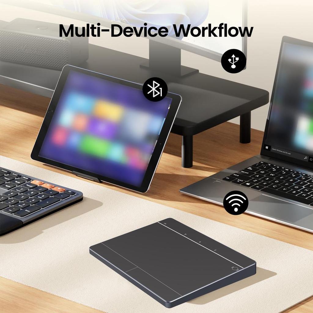 JOMAA Тачпад 2,4G Bluetooth Проводной Трекпад - Совместим с Windows и Mac, Поддерживает функции Magic, 7-дневная политика возврата