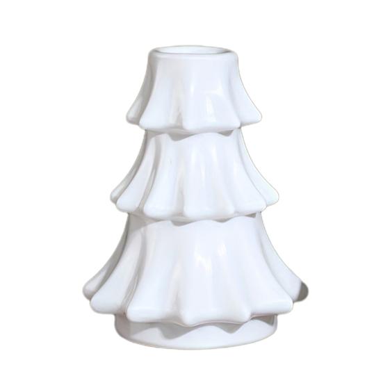 Подсвечник-елка Стеклянный подсвечник-колонна Винтажный ребристый подсвечник для конических свечей для праздничного ужина