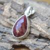 Pear Rose Cut Red Ruby Gemstone 925 Sterling Silver Artisan Handmade Pendant